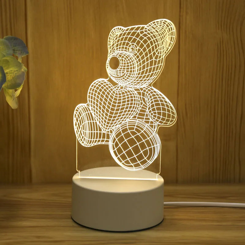 Lume® – Luminária LED 3D Romântica em Acrílico