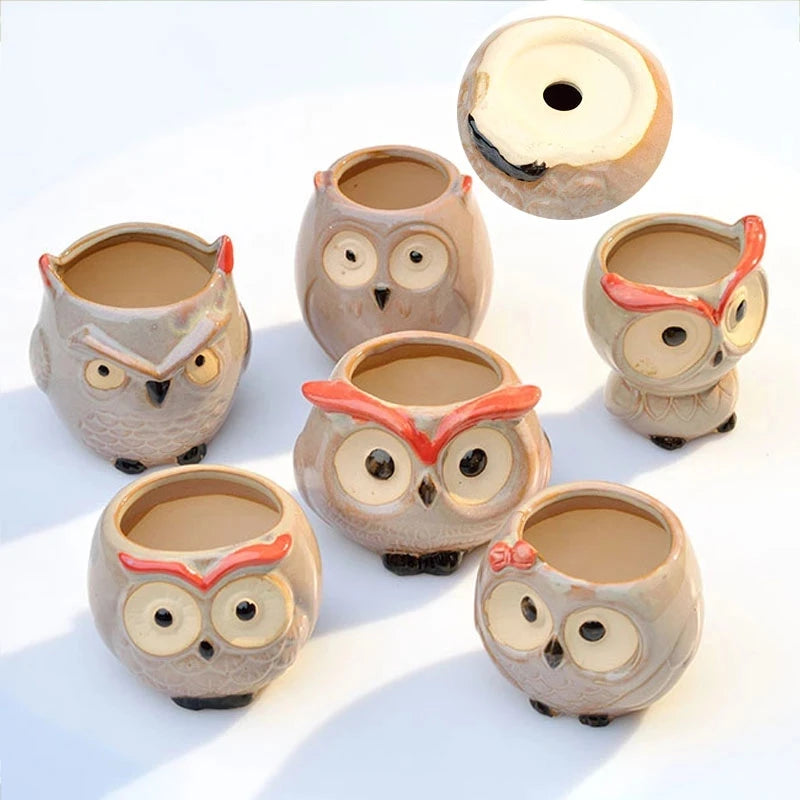 OwlPot® – Vaso de Flores de Coruja de Cerâmica para Decoração de Jardim e Escritório