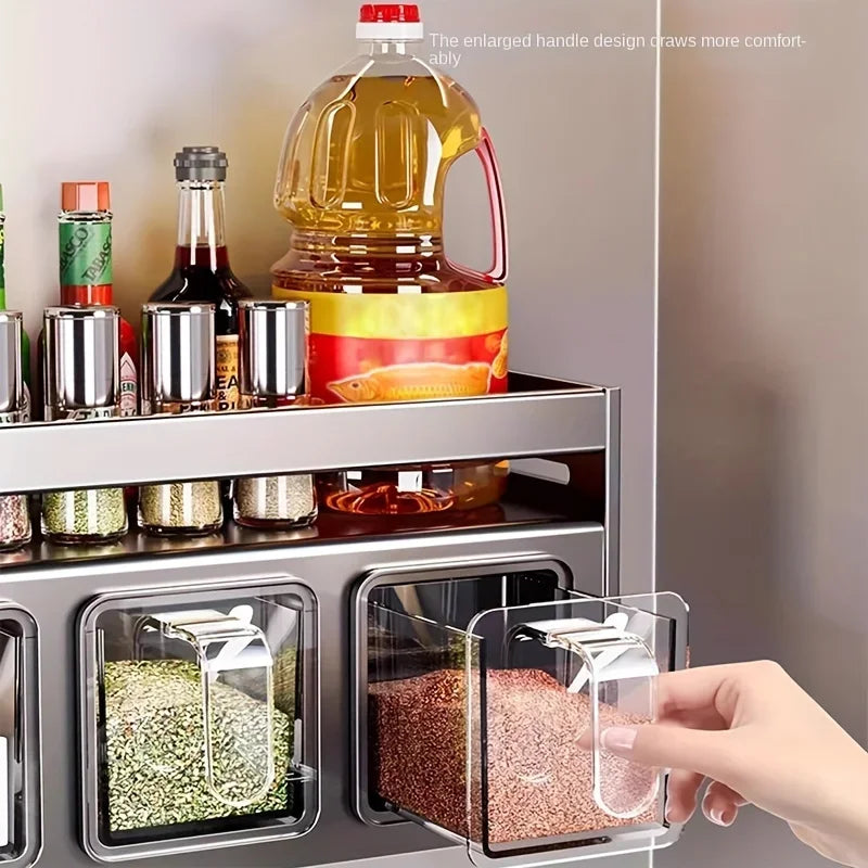 RackSpice® - Organizador de Temperos de Parede – Com Dispensadores e Potes Selados, Instalação sem Furos