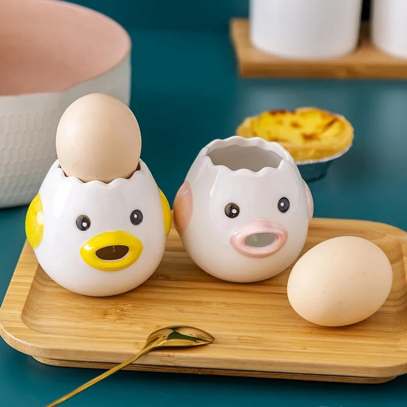EggChick® – Separador de Gemas e Claras em Cerâmica com Design Criativo