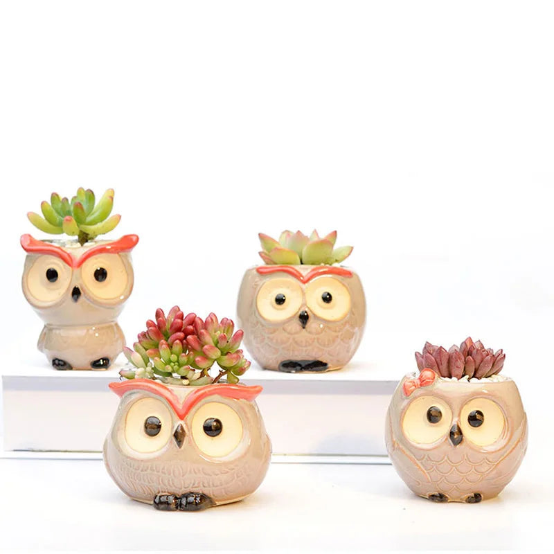 OwlPot® – Vaso de Flores de Coruja de Cerâmica para Decoração de Jardim e Escritório