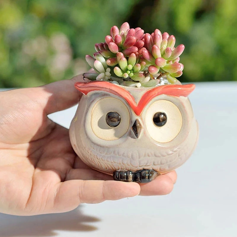 OwlPot® – Vaso de Flores de Coruja de Cerâmica para Decoração de Jardim e Escritório