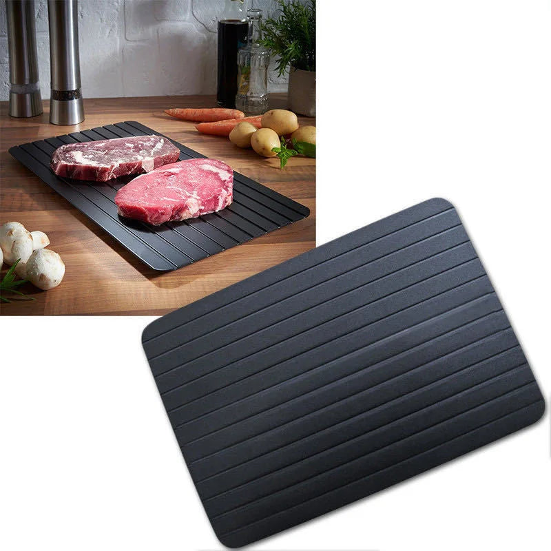 FastThaw® – Bandeja de Descongelamento Rápido em Alumínio para Carnes, Peixes e Alimentos