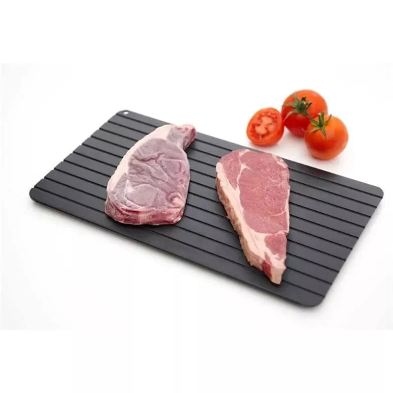 FastThaw® – Bandeja de Descongelamento Rápido em Alumínio para Carnes, Peixes e Alimentos