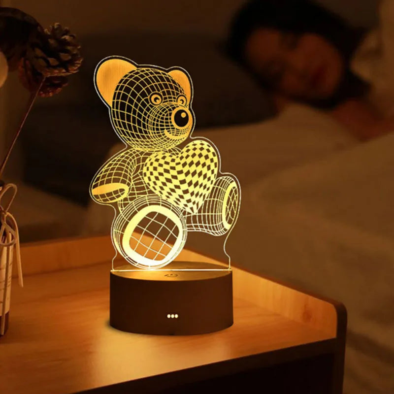 Lume® – Luminária LED 3D Romântica em Acrílico