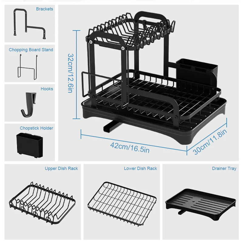 DriRack® – Escorredor de Louças de 2 Andares com Bandeja de Drenagem