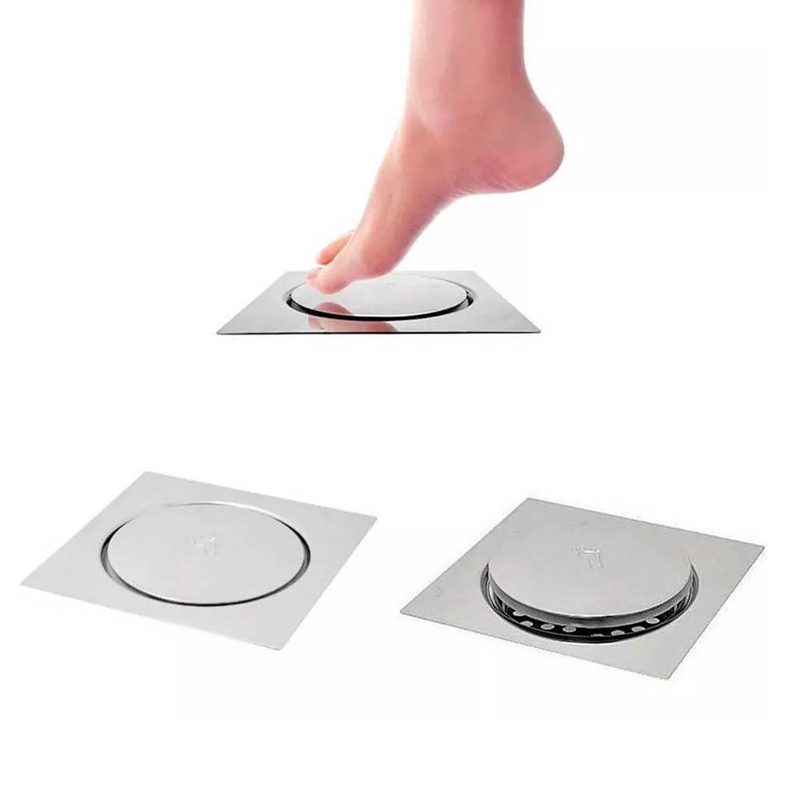SmartDrain® - Ralo Inteligente Click 10x10cm – Aço Inoxidável, Design Moderno e Dreno Eficiente